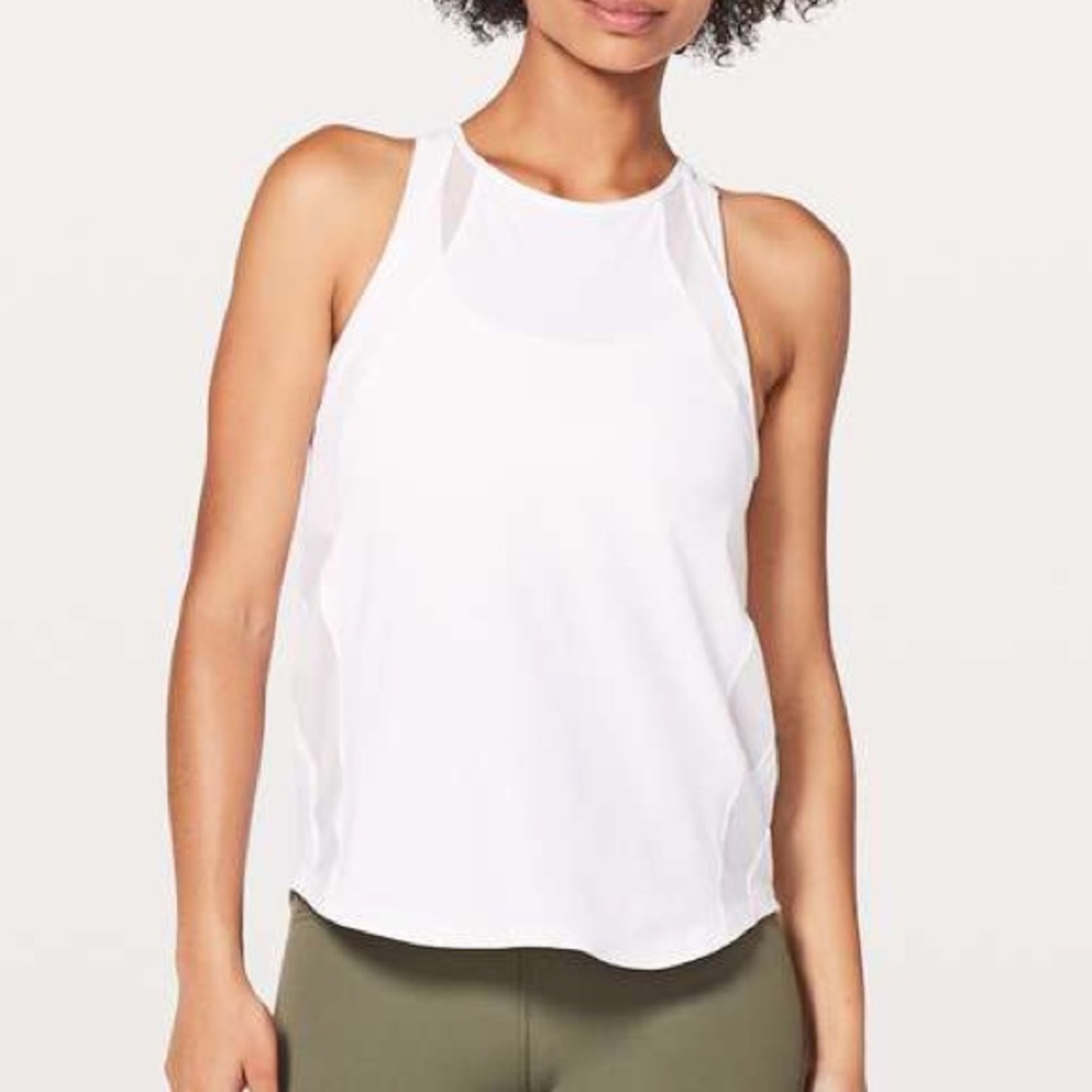 Lululemon Run Off Route Tank Top White with Mesh Detail 4 Small